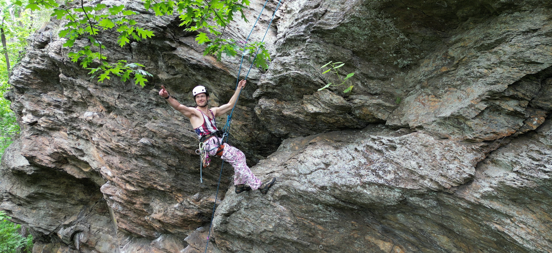 Rock climbing on a cliff